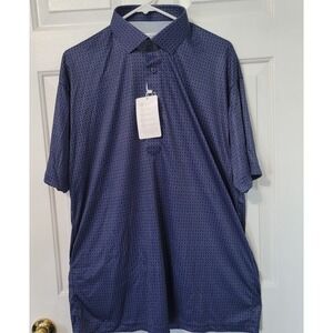 Collars and Co Semi-Spread Collar Polo Navy with Circles Short Sleeve XL NWT